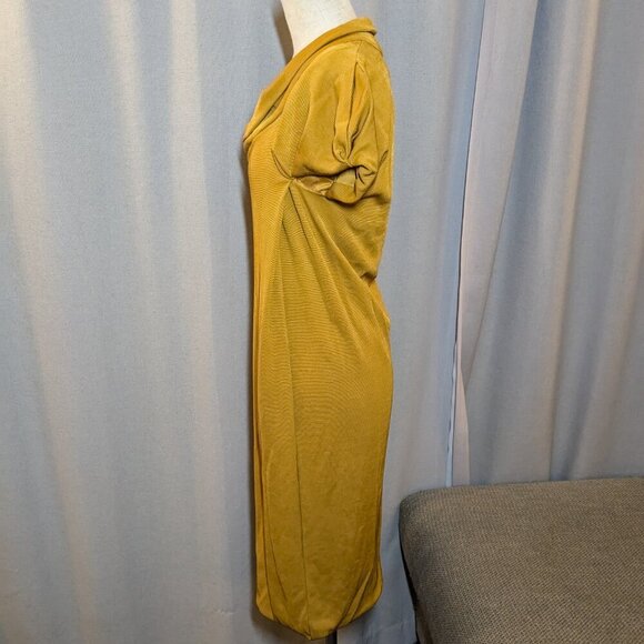 Bottega Veneta Gold Yellow Dress Midi Size 44 Made in Italy US 8 Large - Picture 4 of 11